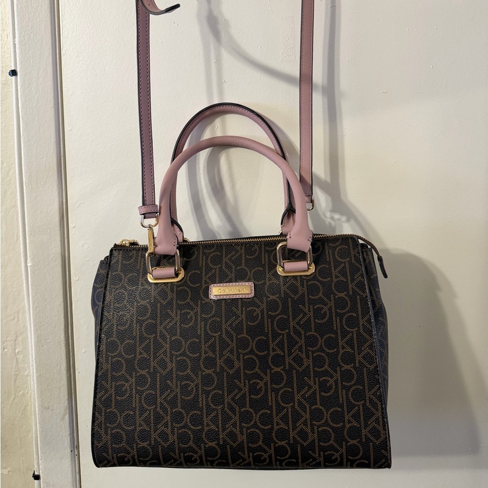 Calvin Klein Monogram Black and Pink Satchel